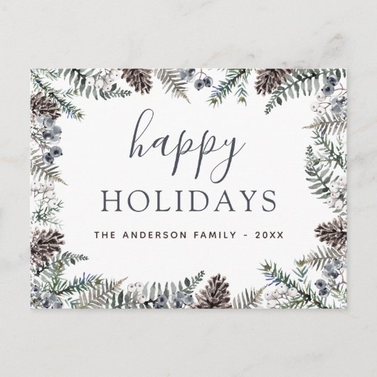 prettige feestdagen kerstklep Blue Greenery Holid (Voorkant)