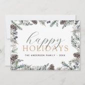 prettige feestdagen kerstklep Blue Greenery Holid Feestdagenkaart (Voorkant)