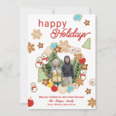 Prettige feestdagen Kerstkoekjes Foto Wreath Feestdagenkaart (Voorkant)