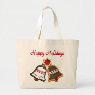 prettige feestdagen kerstkoekjes grote tote bag