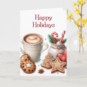 Prettige feestdagen Kerstkoekjes Hot Cocoa Blank Kaart (Gele Bloem)