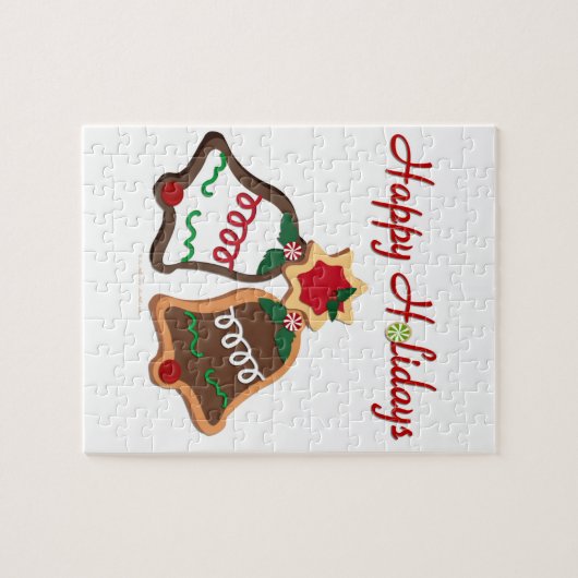 prettige feestdagen kerstkoekjes legpuzzel (Horizontaal)