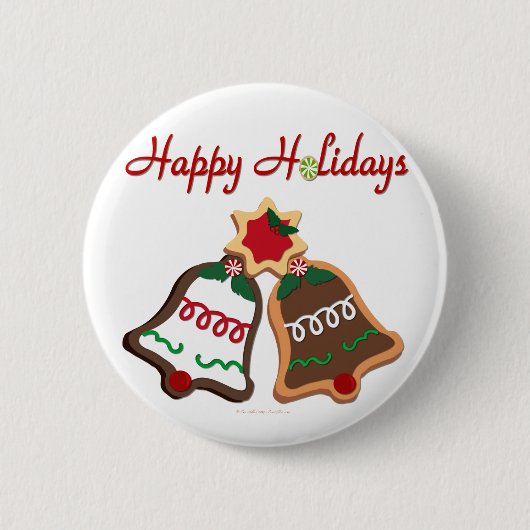 prettige feestdagen kerstkoekjes ronde button 5,7 cm (Voorkant)