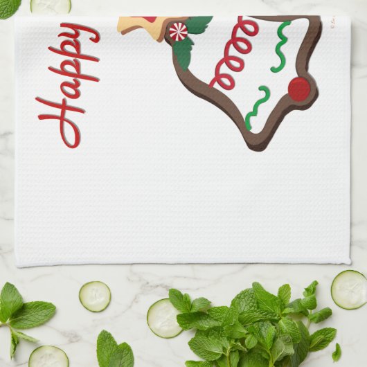 prettige feestdagen kerstkoekjes theedoek (Gevouwen)