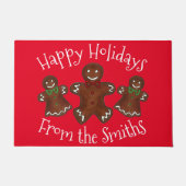 prettige feestdagen kerstkoekjes voor Gingerbrood Deurmat (Voorkant)