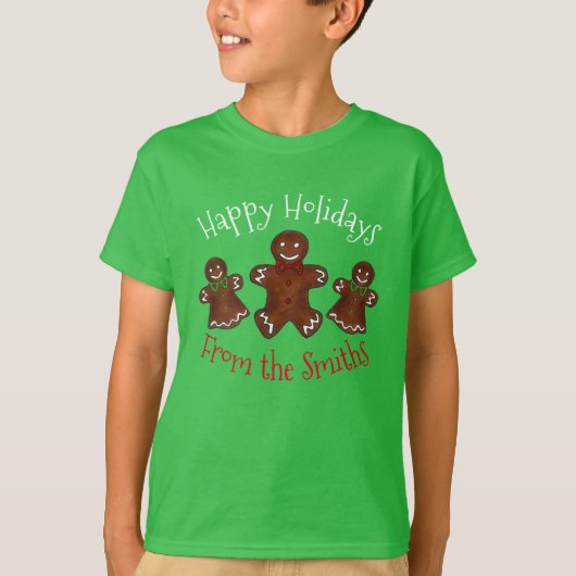 prettige feestdagen kerstkoekjes voor Gingerbrood T-shirt (Voorkant)