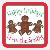 prettige feestdagen kerstkoekjes voor Gingerbrood Vierkante Sticker (Voorkant)