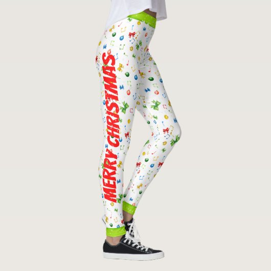 prettige feestdagen kerstkonijnen en Muzieknoten Leggings (Rechts)