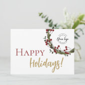 Prettige feestdagen Kerstkrans Eenvoudige Aangepas Feestdagenkaart (Staand voorkant)