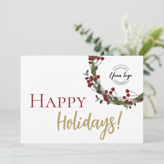 Prettige feestdagen Kerstkrans Eenvoudige Aangepas Feestdagenkaart (Staand voorkant)