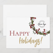 Prettige feestdagen Kerstkrans Eenvoudige Aangepas Feestdagenkaart (Voorkant / Achterkant)