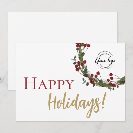 Prettige feestdagen Kerstkrans Eenvoudige Aangepas Feestdagenkaart (Voorkant / Achterkant)