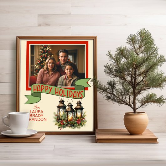Prettige feestdagen Kerstlantaarns aangepaste foto Afdruk