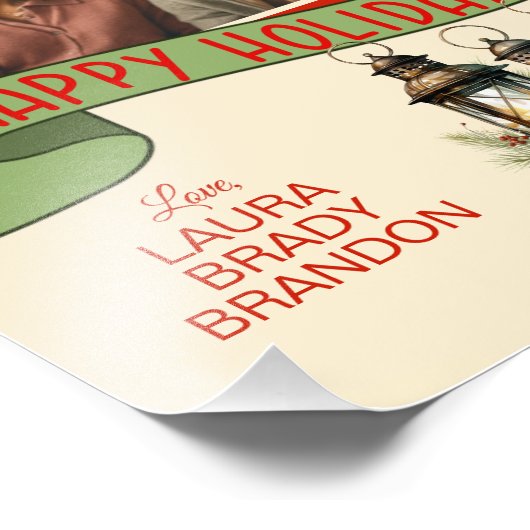 Prettige feestdagen Kerstlantaarns aangepaste foto Foto Afdruk (Hoek)