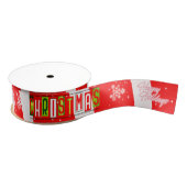 prettige feestdagen / kerstlint - rood grosgrain lint (Spoel)