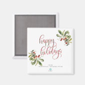 Prettige feestdagen Kerstmagneet met bedrijf logo Magneet (Voorkant / Achterkant)