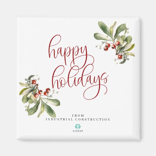 Prettige feestdagen Kerstmagneet met bedrijf logo Magneet (Voorkant)