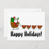 Prettige feestdagen Kerstman en kippen (Voorkant / Achterkant)