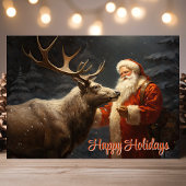 Prettige feestdagen kerstman en rendier