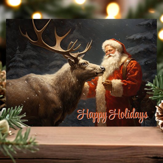 Prettige feestdagen kerstman en rendier