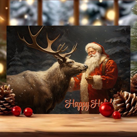 Prettige feestdagen kerstman en rendier