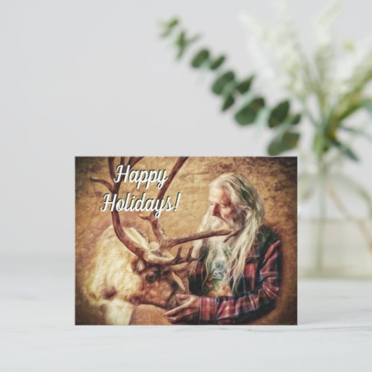 prettige feestdagen Kerstman en rendier door Shawn (Staand voorkant)