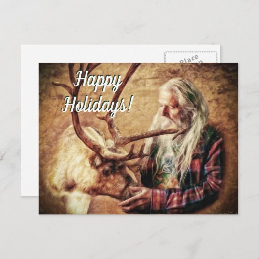 prettige feestdagen Kerstman en rendier door Shawn (Voorkant / Achterkant)