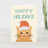 Prettige feestdagen Kerstman hoed kat kerst Kaart (Voorkant)