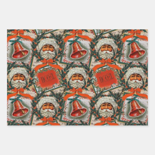 prettige feestdagen kerstman inpakpapier vel (Voorkant)