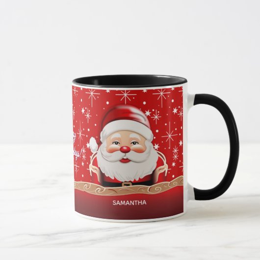 Prettige feestdagen Kerstman Koffie Mok (Rechts)