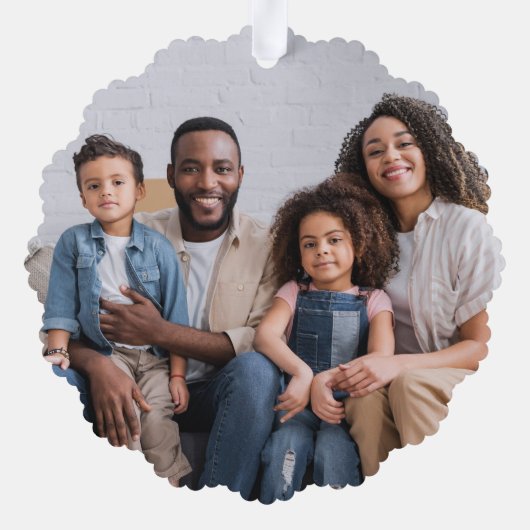 Prettige feestdagen Kerstman Sleigh Foto Rode Kers Ornament Kaart (Achterkant)