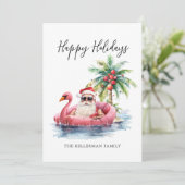 Prettige feestdagen Kerstman Strand Kerstmis Feestdagenkaart (Staand voorkant)