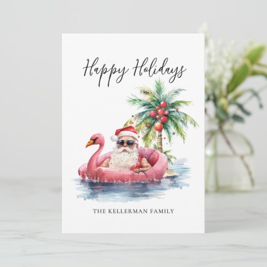 Prettige feestdagen Kerstman Strand Kerstmis Feestdagenkaart (Staand voorkant)