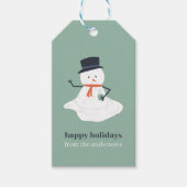 prettige feestdagen kerstmelting Snowman Cute Cadeaulabel (Voorkant)