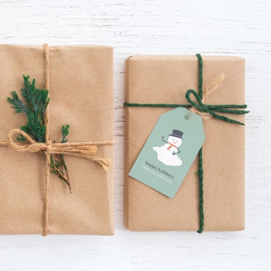 prettige feestdagen kerstmelting Snowman Cute Cadeaulabel
