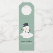 prettige feestdagen kerstmelting Snowman Cute Flessenhanger (Voorkant)