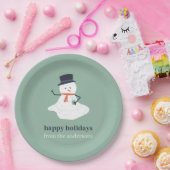 prettige feestdagen kerstmelting Snowman Cute Papieren Bordje (Feest)