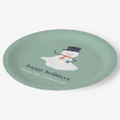 prettige feestdagen kerstmelting Snowman Cute Papieren Bordje (Gekanteld)