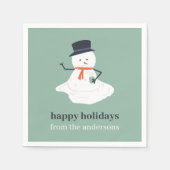 prettige feestdagen kerstmelting Snowman Cute Servet (Voorkant)