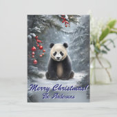 Prettige feestdagen Kerstmis 2 panda, Kaart (Staand voorkant)