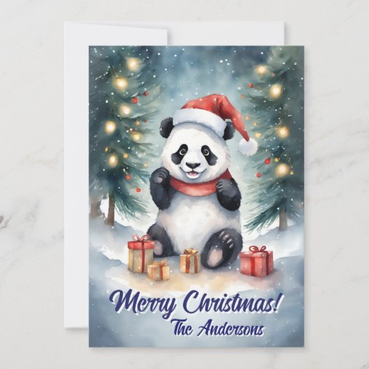 Prettige feestdagen Kerstmis 3 panda, Kaart (Voorkant)