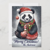 Prettige feestdagen Kerstmis 4 panda, Kaart (Voorkant)