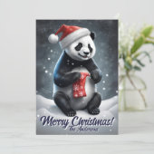 Prettige feestdagen Kerstmis 5 panda, Kaart (Staand voorkant)