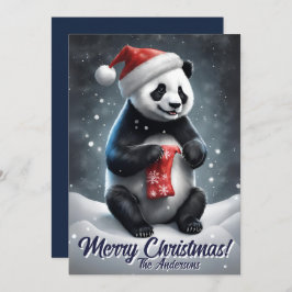 Prettige feestdagen Kerstmis 5 panda, Kaart