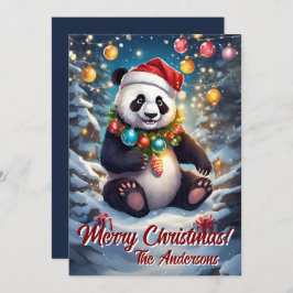 Prettige feestdagen Kerstmis 8 panda, Kaart
