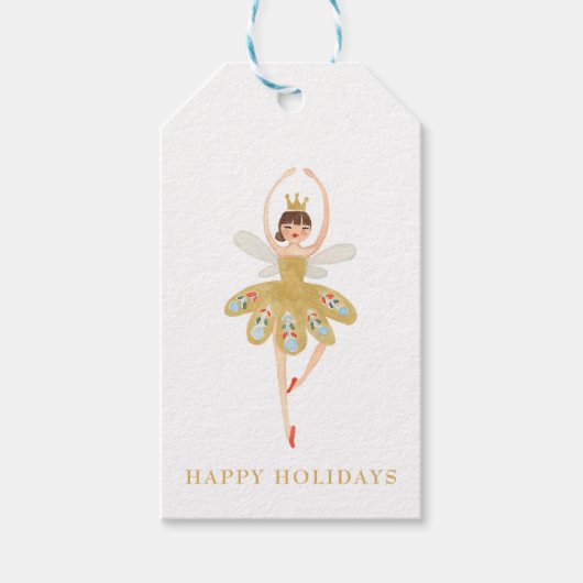 prettige feestdagen Kerstmis Ballerina Ballet Cadeaulabel (Voorkant)
