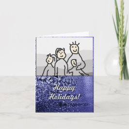 Prettige feestdagen Kerstmis Blauw met Foto Kaart