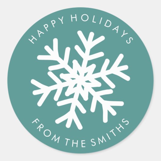 prettige feestdagen - Kerstmis Blauwgroen + wit et Ronde Sticker (Voorkant)