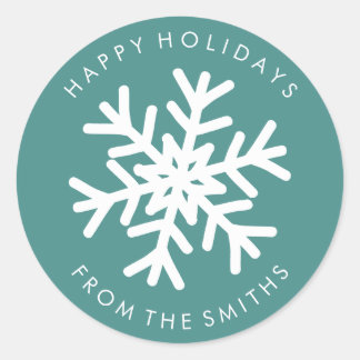 prettige feestdagen - Kerstmis Blauwgroen + wit et Ronde Sticker