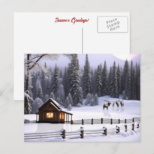 Prettige feestdagen Kerstmis Cabin in de Sneeuw El (Voorkant / Achterkant)